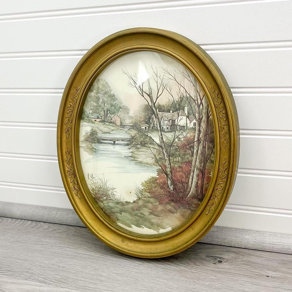 Vintage Gold Frame Nature Picture - Vintage Wall Hanging